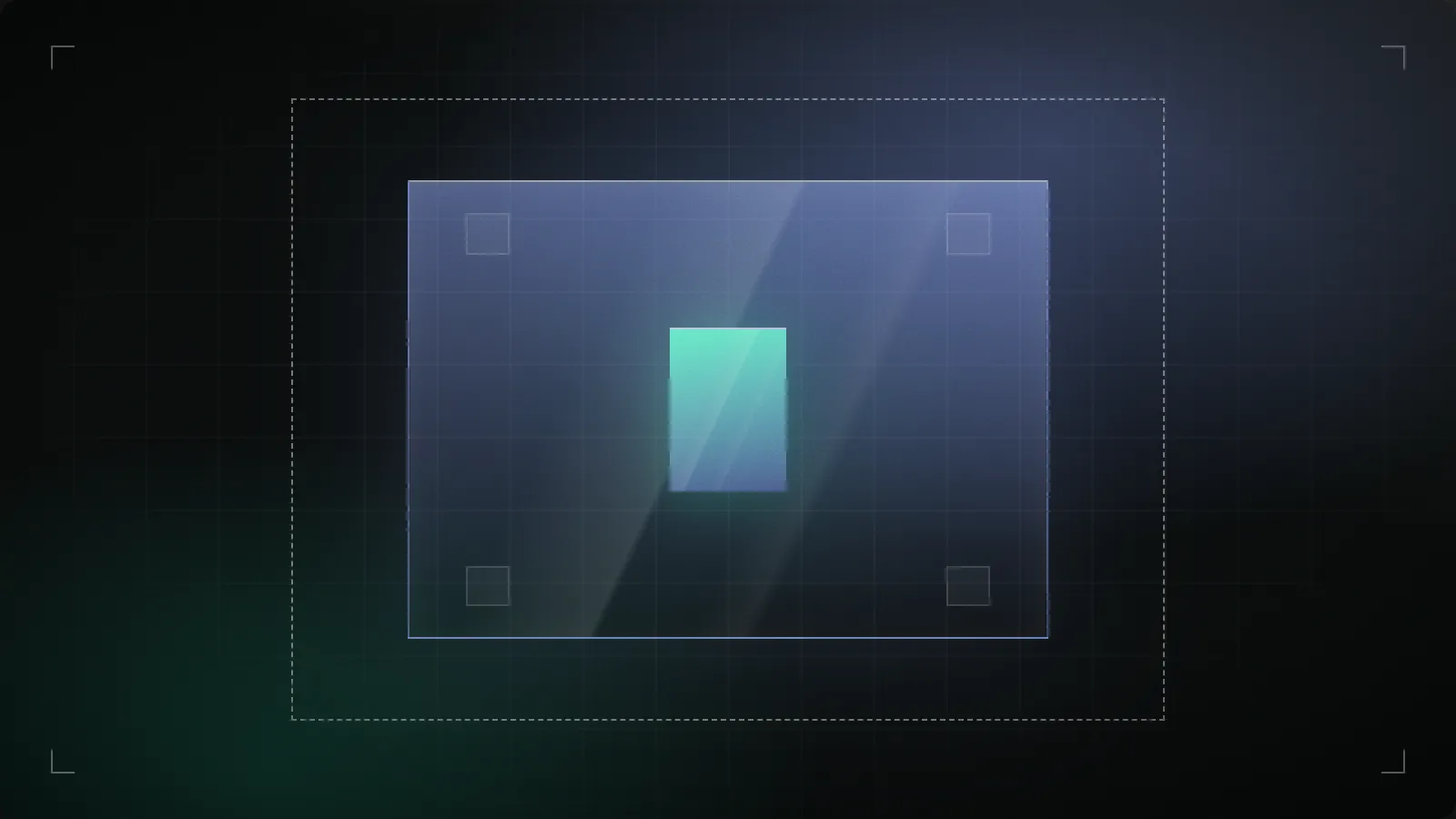 A smaller solid panel inside a larger dashed frame, gross versus net area
