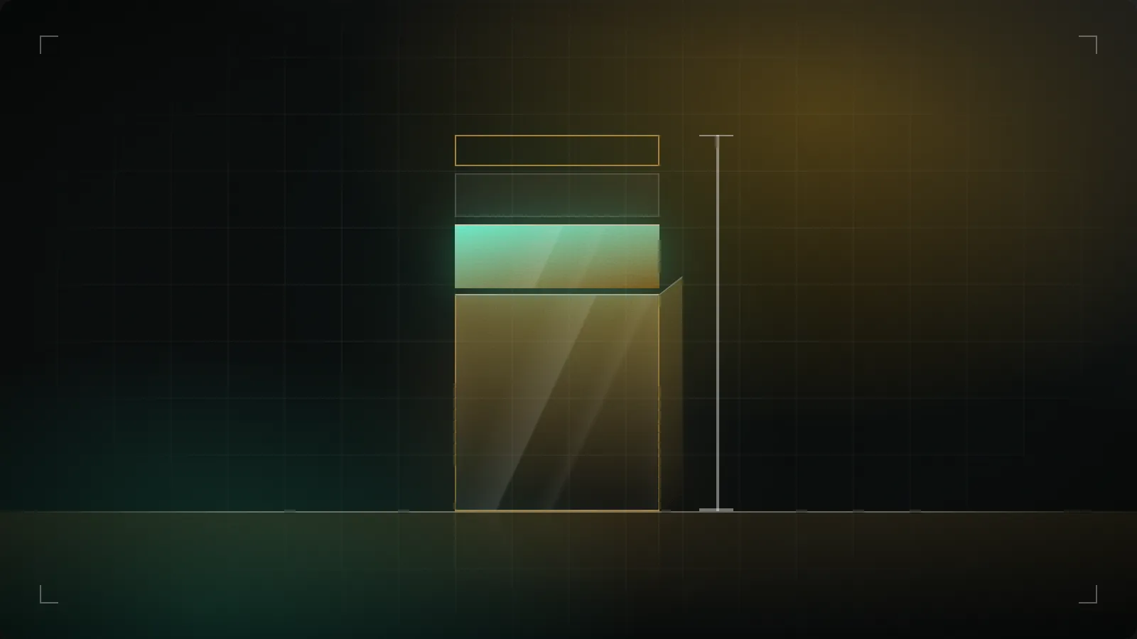 A stacked tower of layers with a measuring scale beside it