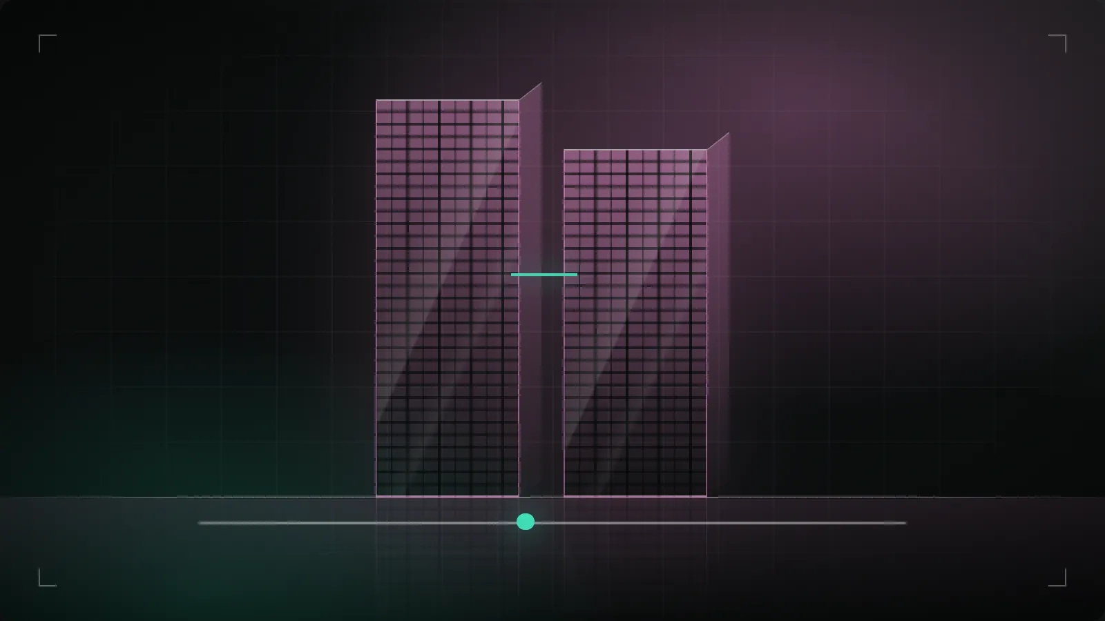 Two neighbouring towers with a slider beneath them